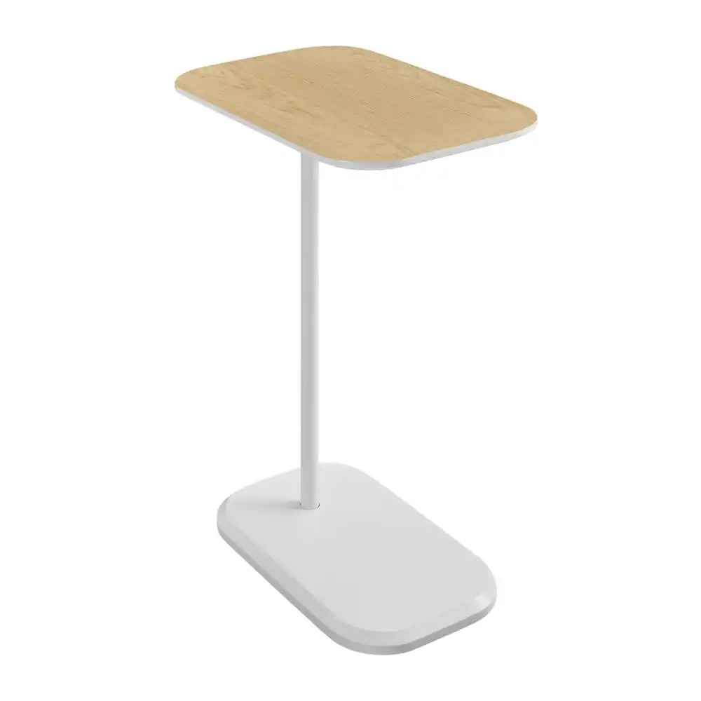Deanna Modern Wooden Top End Lamp Side Table - White & Light Oak