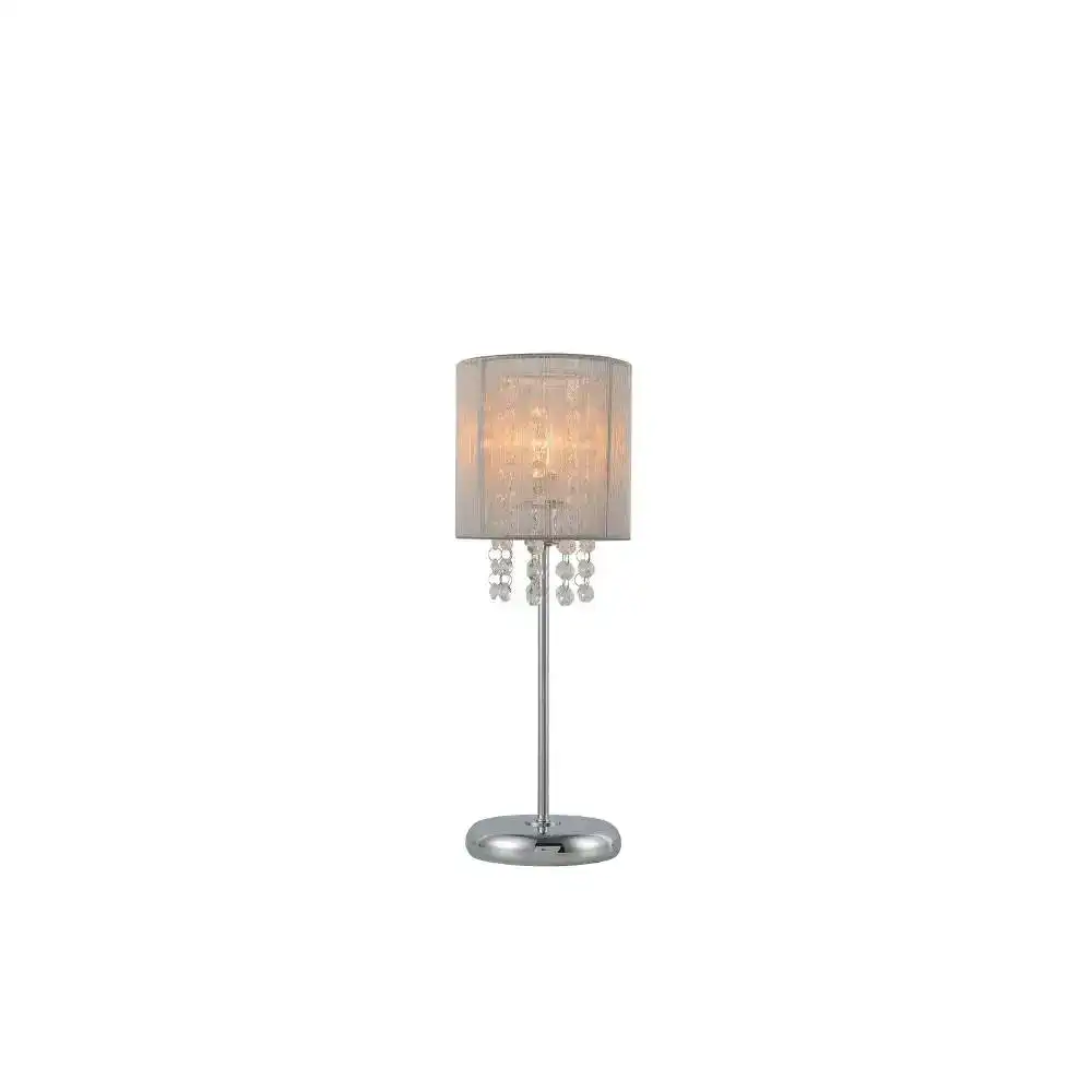 Troy Table Desk Lamp with Acrylic Drops Chrome Metal Base - Grey