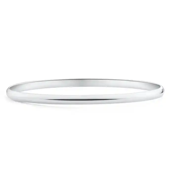 Solid Sterling Silver Plain Golf 65mm Bangle