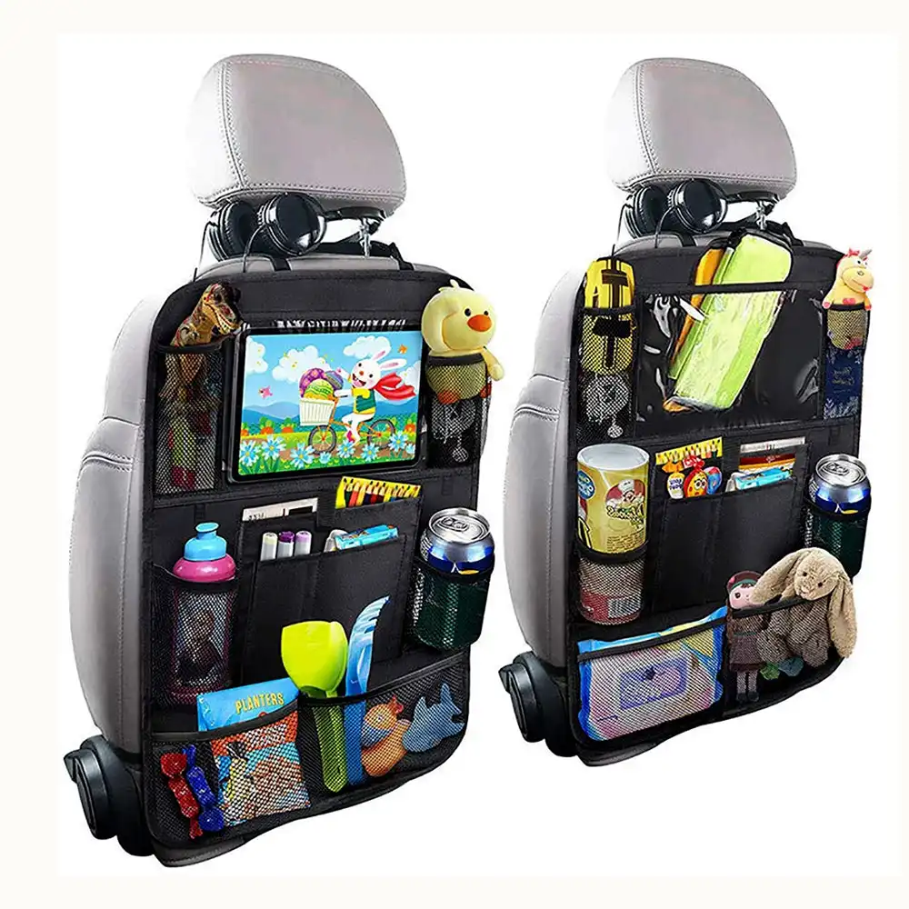 2Pack Car Backseat Organizer with 10" Table Holder + 8 Storage Pockets