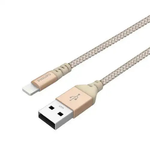 Philips USB A to Lightning, 1.2m,Nylon Braided cable Gold
