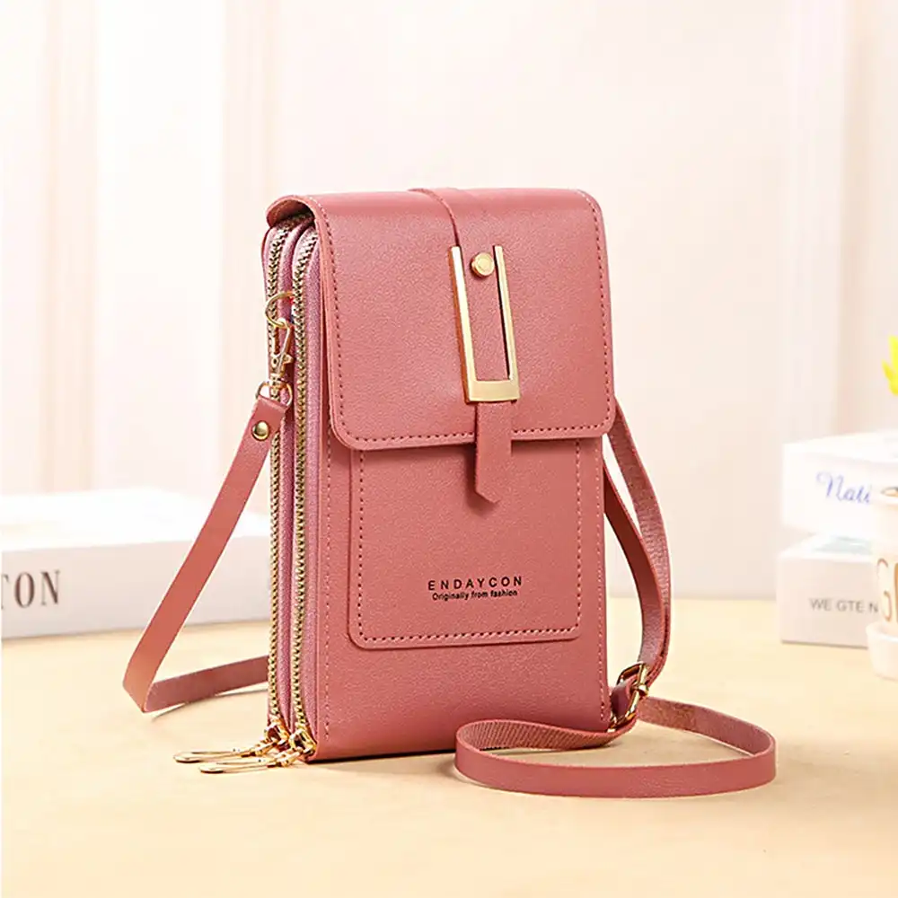 Women  Leather Wallet Touch Screen Phone Bag Crossbody Shoulder Strap Handbag