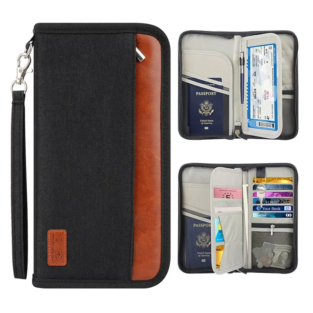 Passport Bag RFID Travel Passport Holder Card Pack Waterproof Certificate Bag
