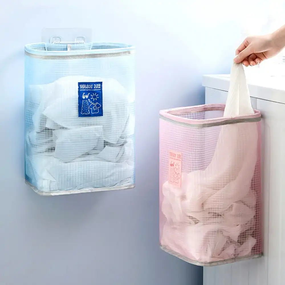 2-Pack Wall Mounted Laundry Basket With Foldable