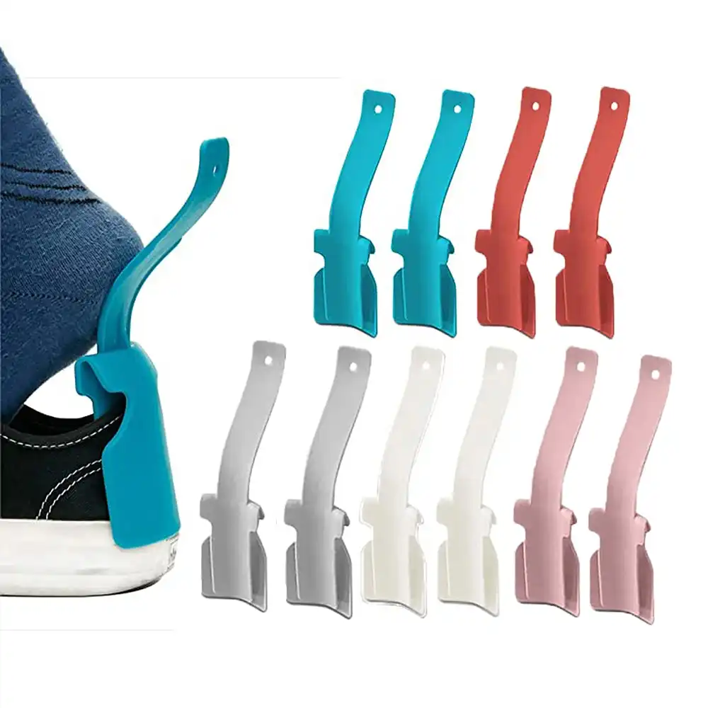 10 Pcs Portable Lazy Shoe Lifting Helper Short Handled Plastic Shoehorn