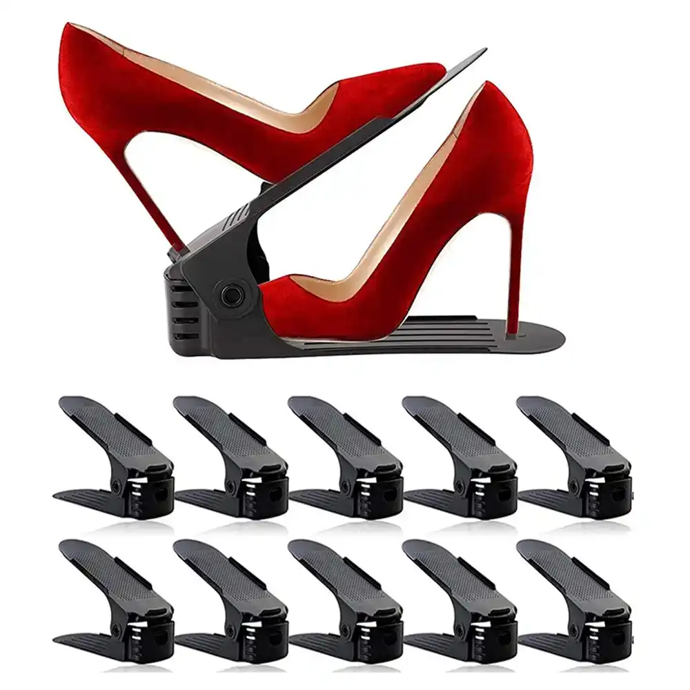 10 Pack Adjustable Shoe Slots Organizer Shoe Stacker Shoe Rack Holder