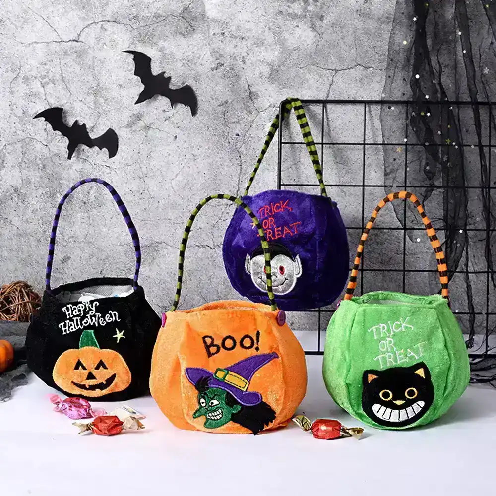 4Pcs Halloween Candy Tote Child Gift Bag Halloween Party Decoration-4Color