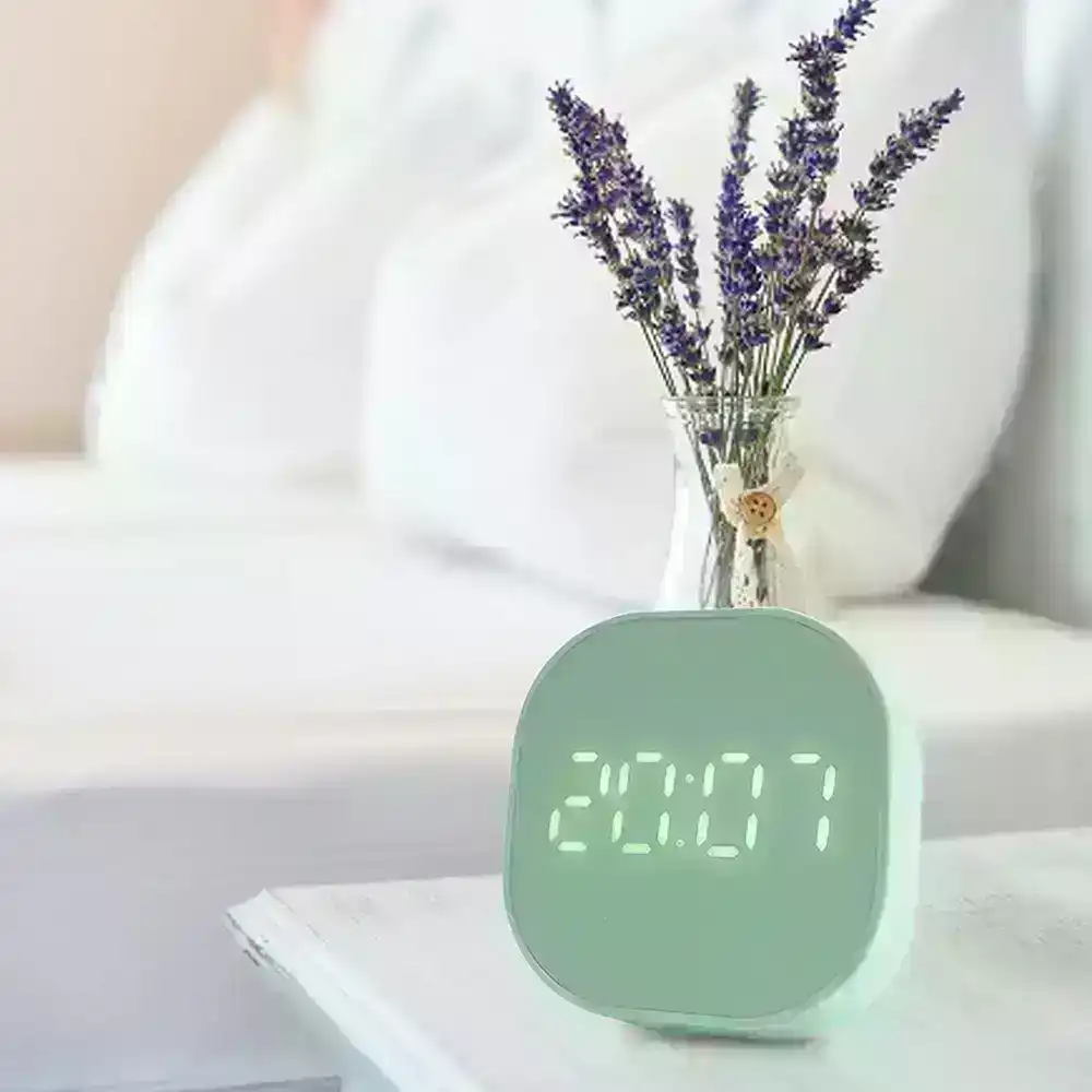 Mini Square Silent Bedside Alarm Clock for Room Decor
