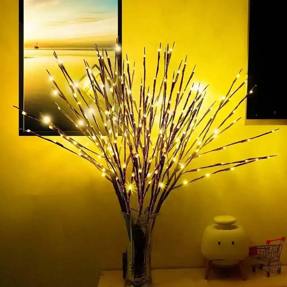 4 Pack LED?Branch Light Battery Operated Lighted Branch Vase Filler Willow Tree