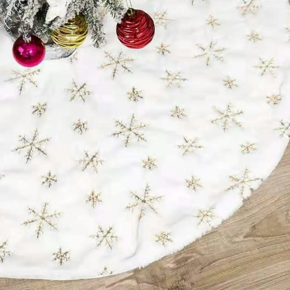Christmas Tree Skirt with Snowflakes Tree Skirt for Xmas Tree Decorations