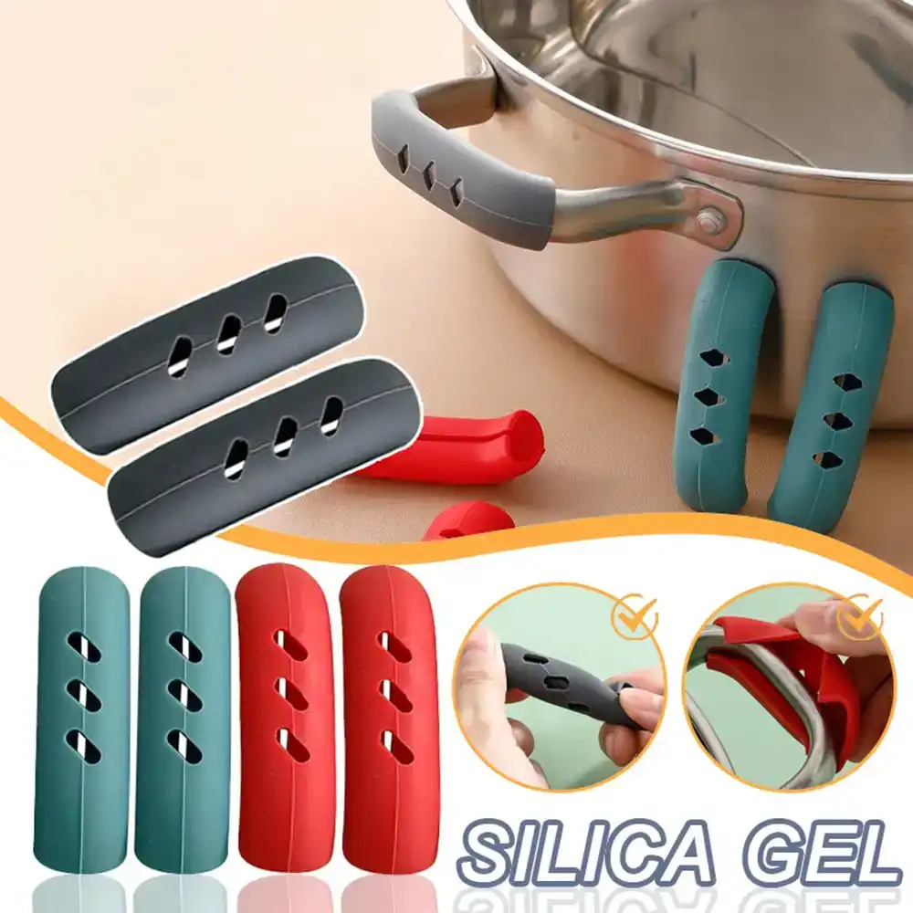 6Pcs Silicone Pan Handle Cover Heat Insulation Covers Pot Ear Clip