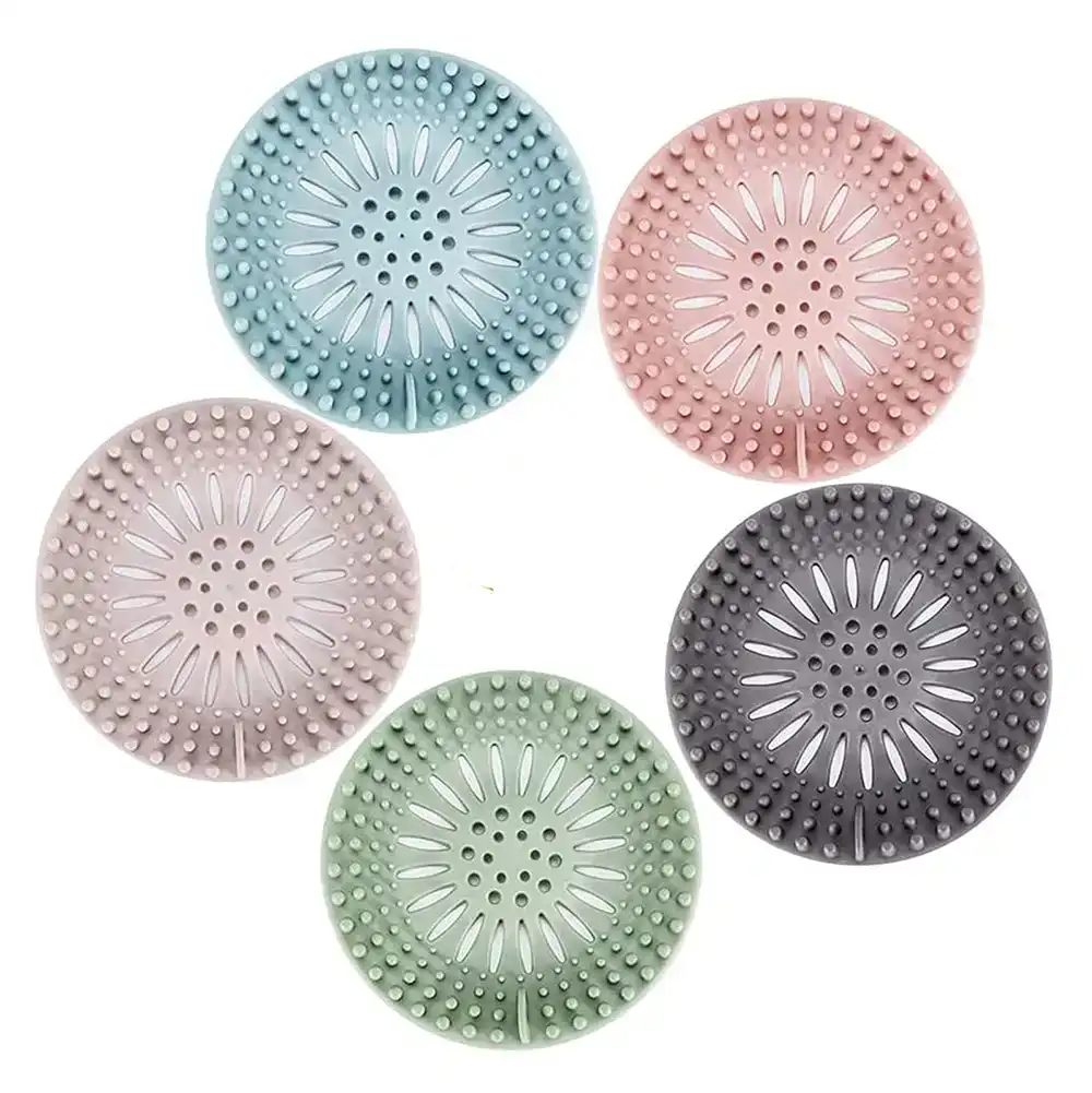 5 Pack Hair Catcher Durable Silicone Hair Stopper Bathroom Shower Drain Covers