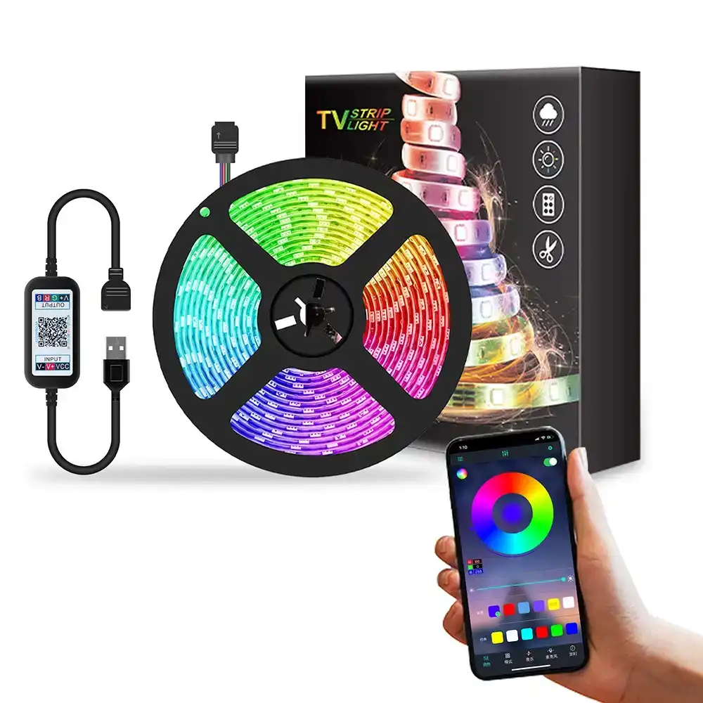 5050 RGB LED Strip Lights Bluetooth App Control and Music Sync for Home, Party