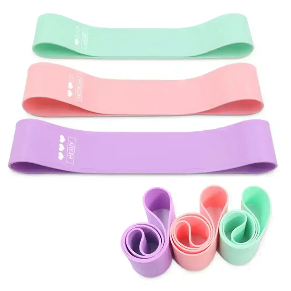 Set of 3 Resistance Loop Exercise Bands Carry Bag