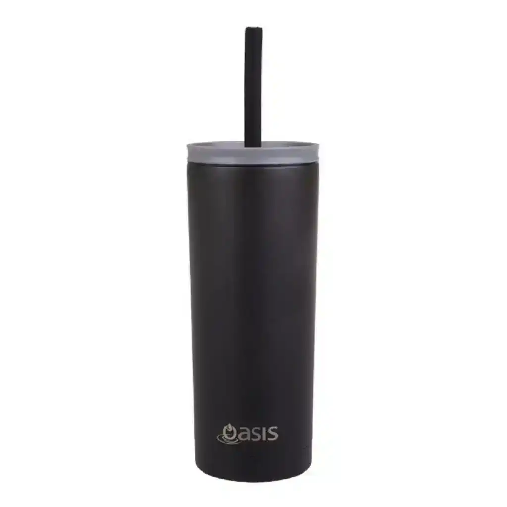 Oasis Super Sipper Insulated Tumbler W/Silicone Straw 600ml - Black