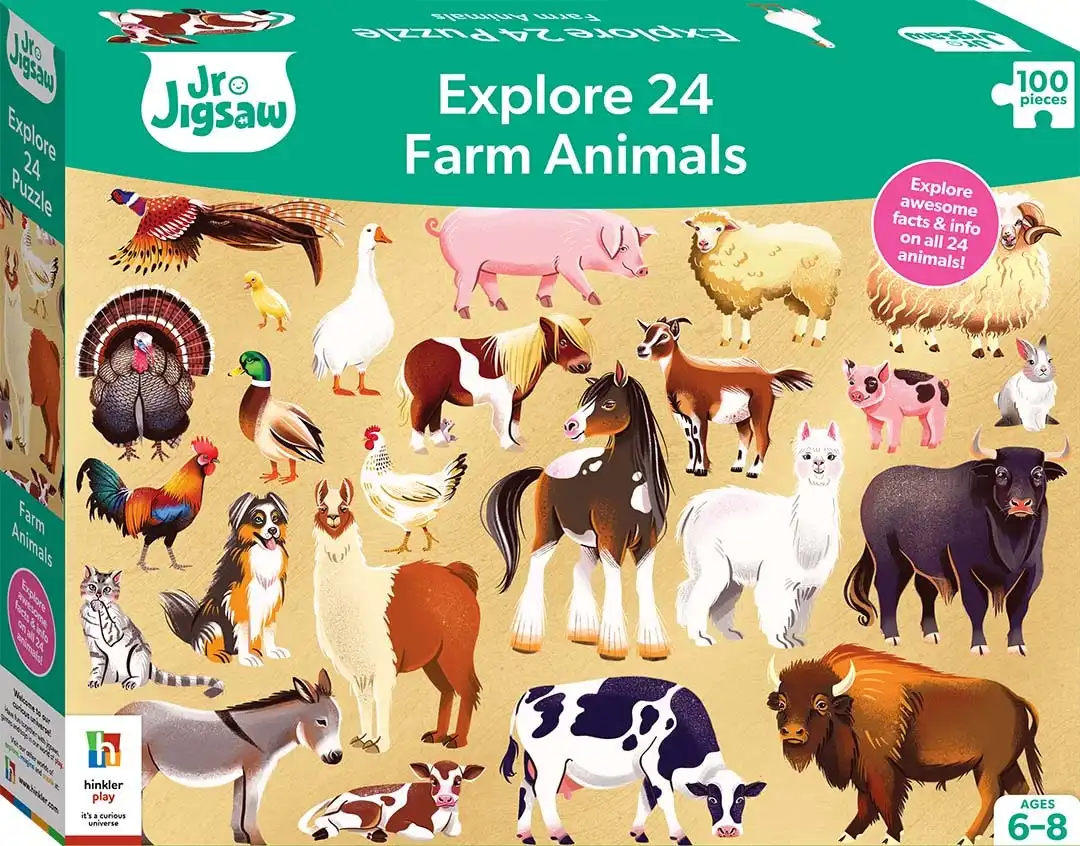 100-Piece Junior Jigsaw Explore 24: Farm Animals