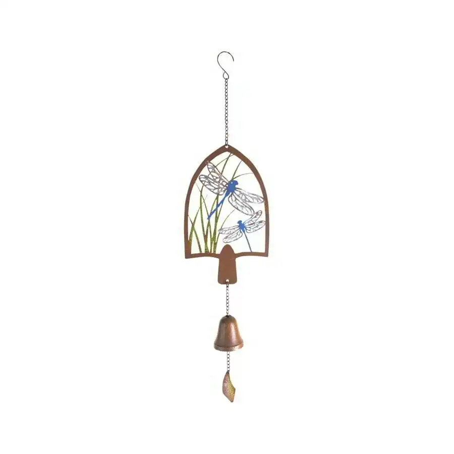 Dragonfly & Leaves Design Metal Hanging Bell