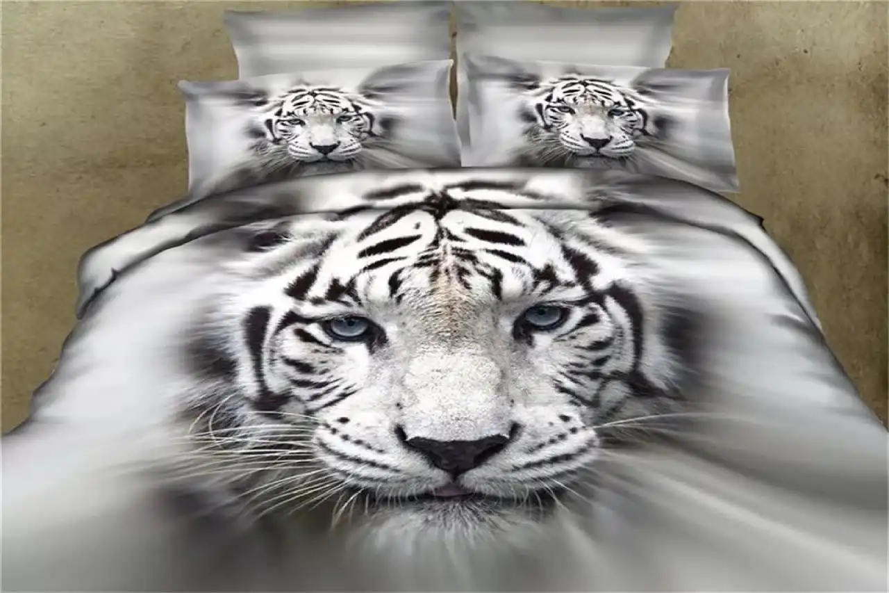 White Tiger Design Quilt Cover Set