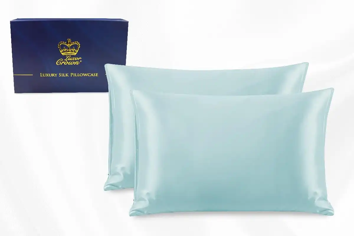 Two Pieces 100% Pure Two-Side Mulberry Silk Pillowcase Aqua