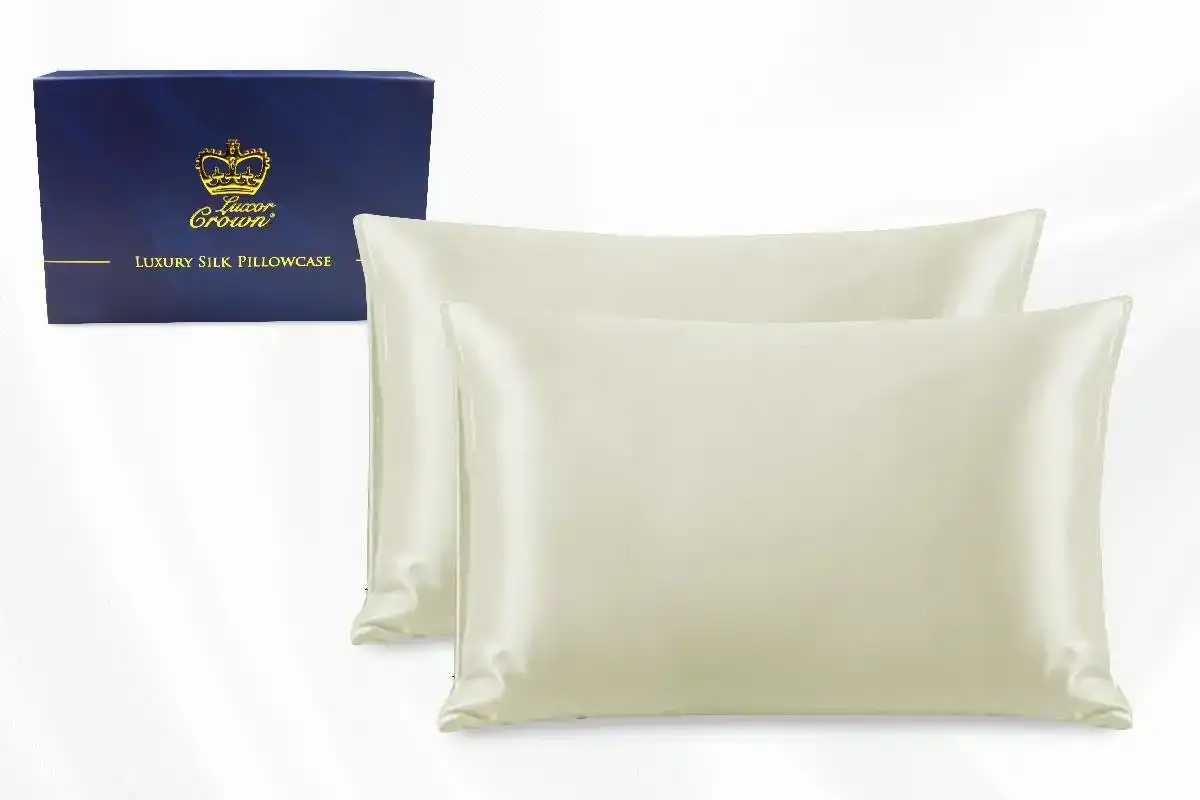 Two Pieces 100% Pure Two-Side Mulberry Silk Pillowcase Ivory