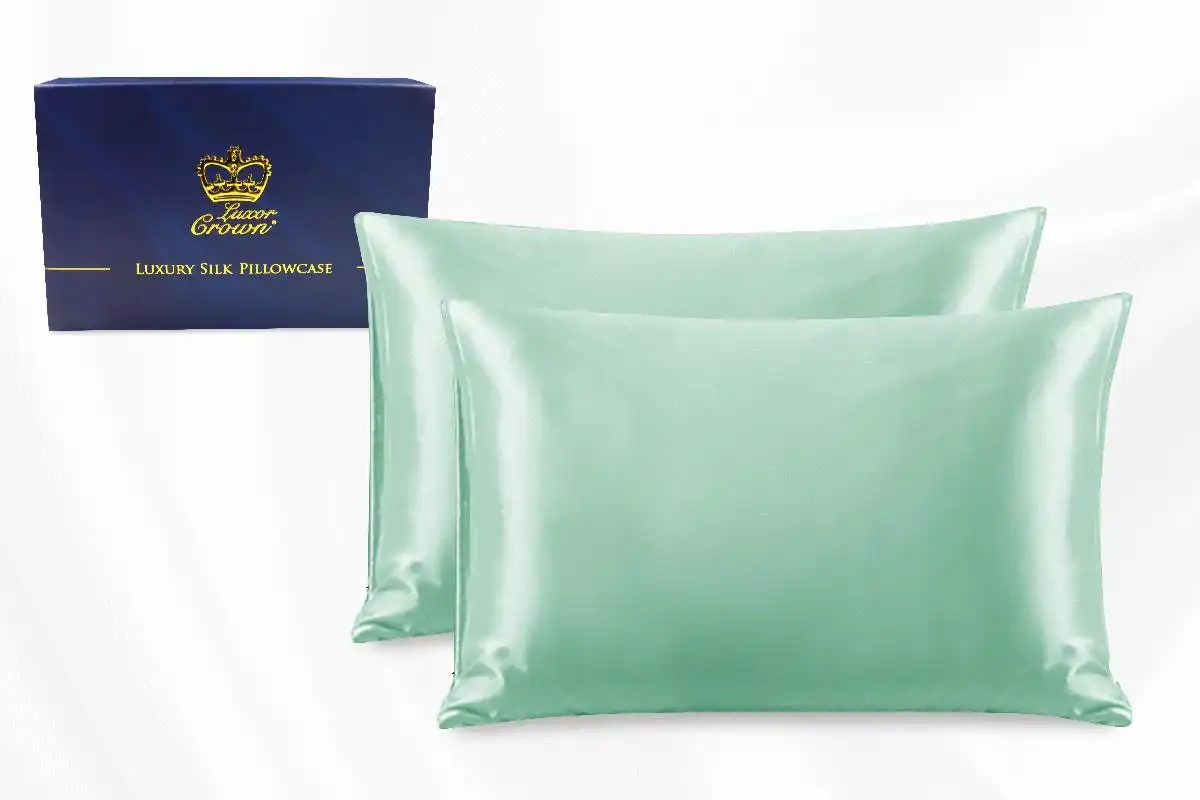Two Pieces 100% Pure Two-Side Mulberry Silk Pillowcase Mint