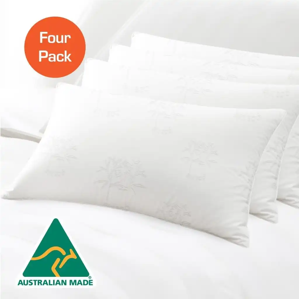 Aus Made Four Pack Cooling Bamboo Hotel Quality Pillow