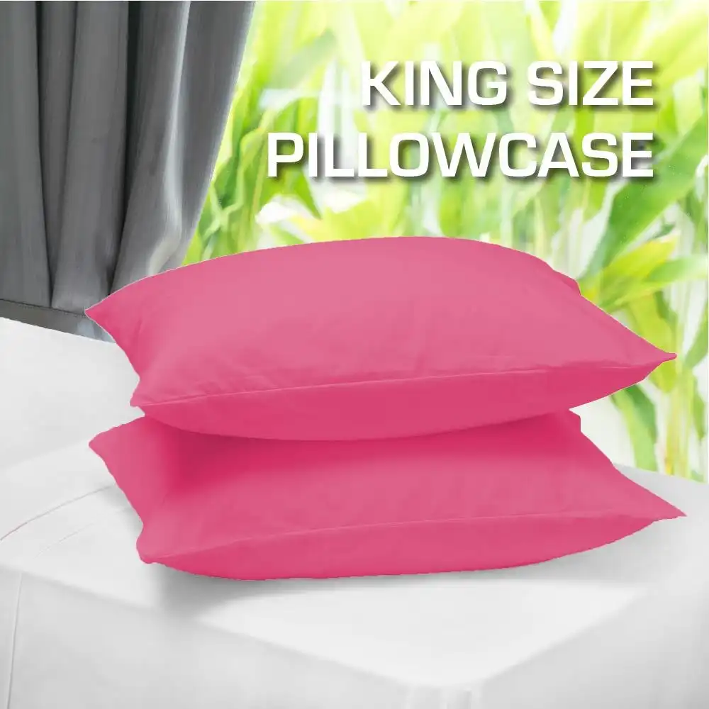 Hot Pink Color Twin Pack King Size Pillowcase 55 x 95cm