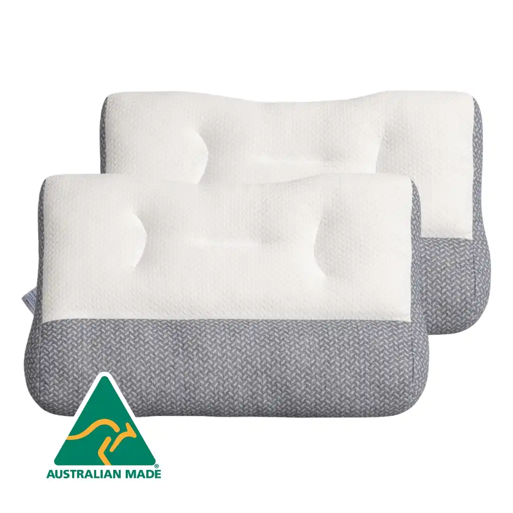 Australian Made Twin Pack Ergonomic Pillow Adjustable Contour Orthopedic Cervical Bed Pillow