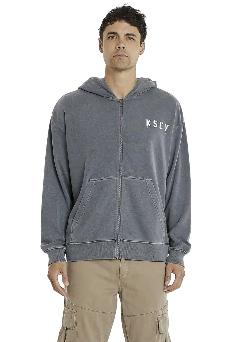 Kiss Chacey KSCY | Mens Evolution Relaxed Zip Front Hooded Sweater (Pigment Castlerock))