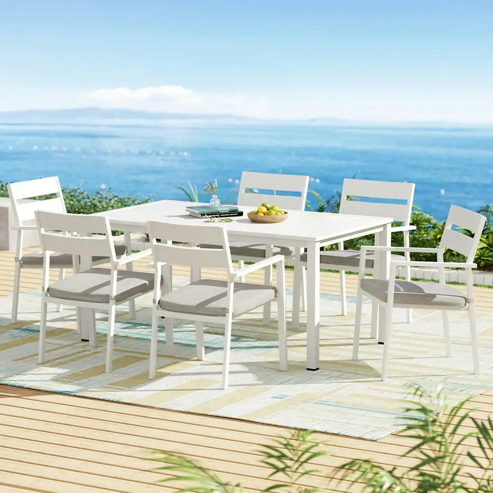 Gardeon 7 PCS Outdoor Dining Set Aluminum Lounge Setting 6-seater
