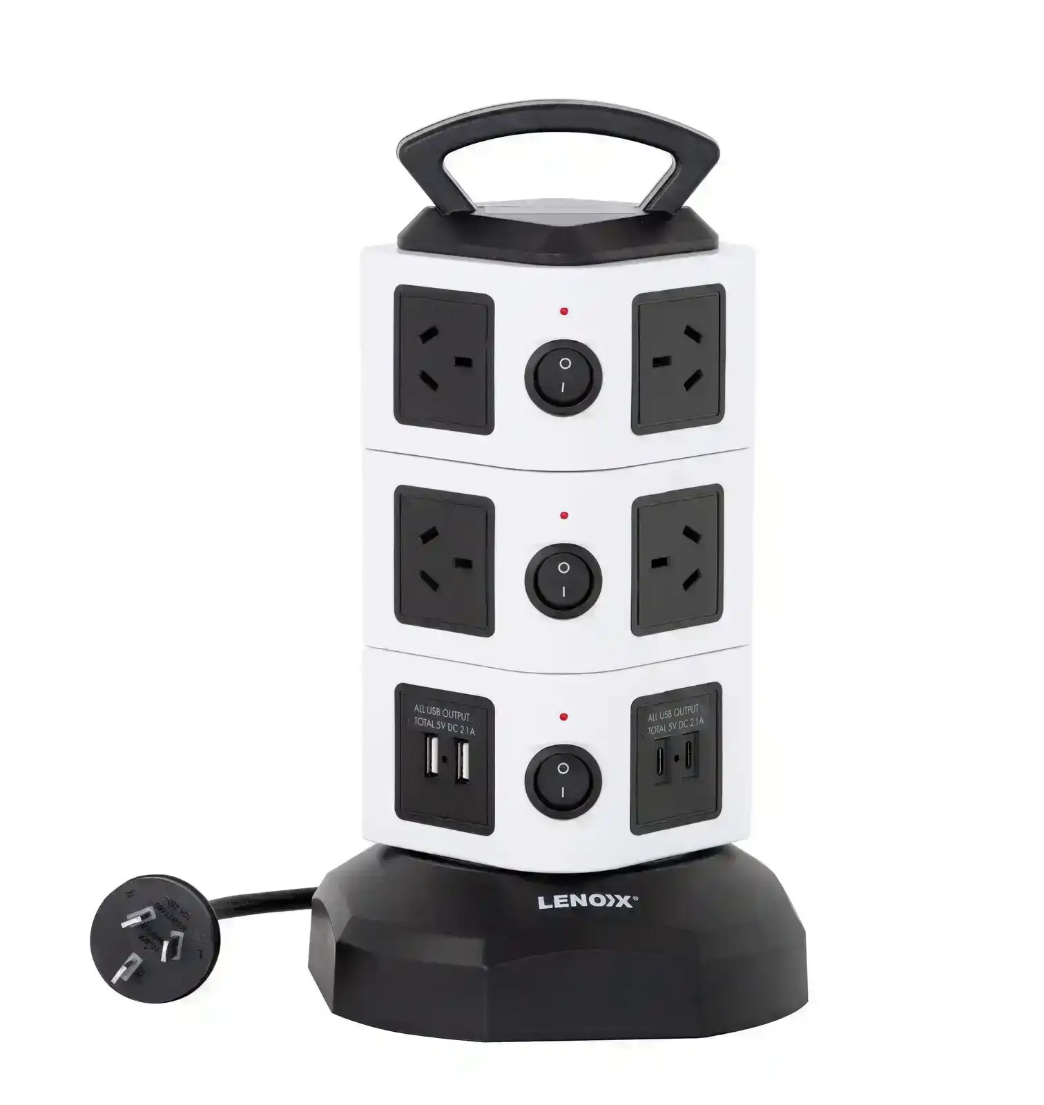 Tower Power Board with 10 Outlets + 2X USB A & 2X USB C
