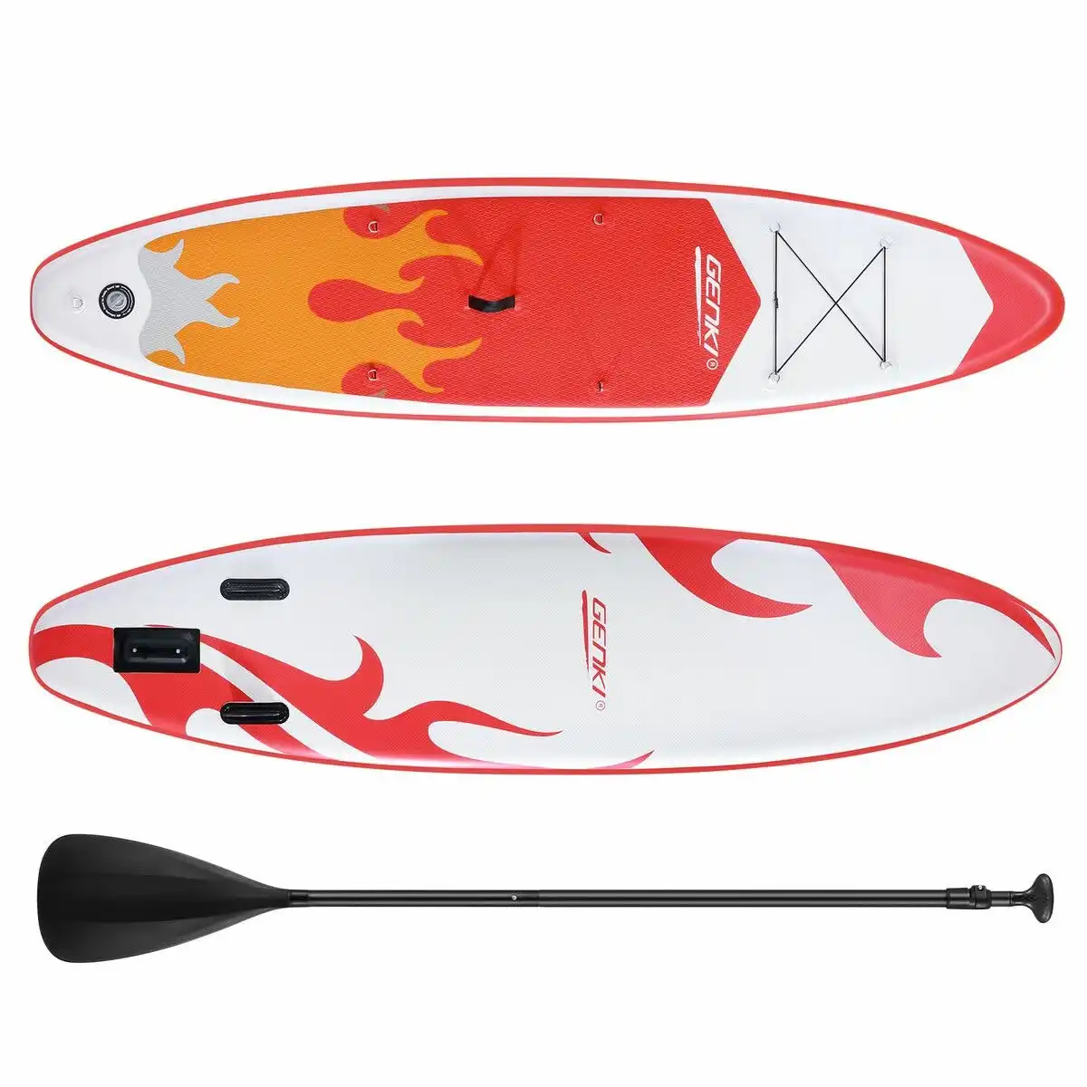 Genki Stand Up Surfing Paddle Board SUP Inflatable Kayak Blow Foam Surfboard  2 In 1 Red