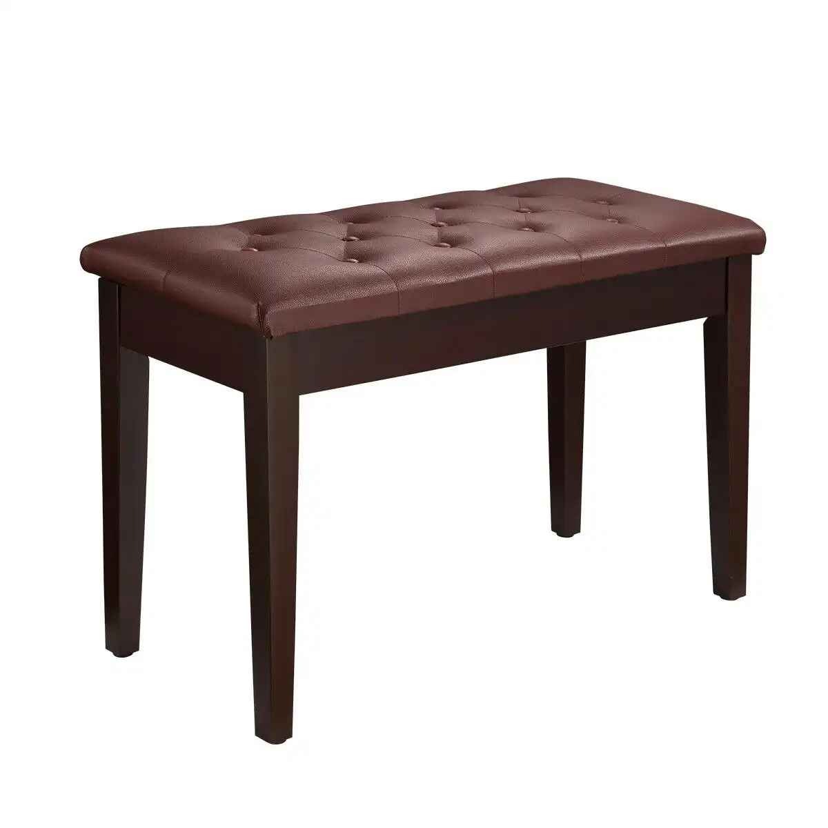 Melodic  Luxury Piano Keyboard Stool Bench Chair with Faux Leather Seat and Storage Compartment Walnut