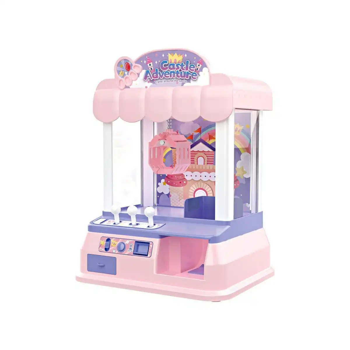 Ausway Mini Claw Machine Arcade Toy Grabber Candy Sweets Carnival Fair Gaming Party Birthday Xmas LED Light Animation Pink