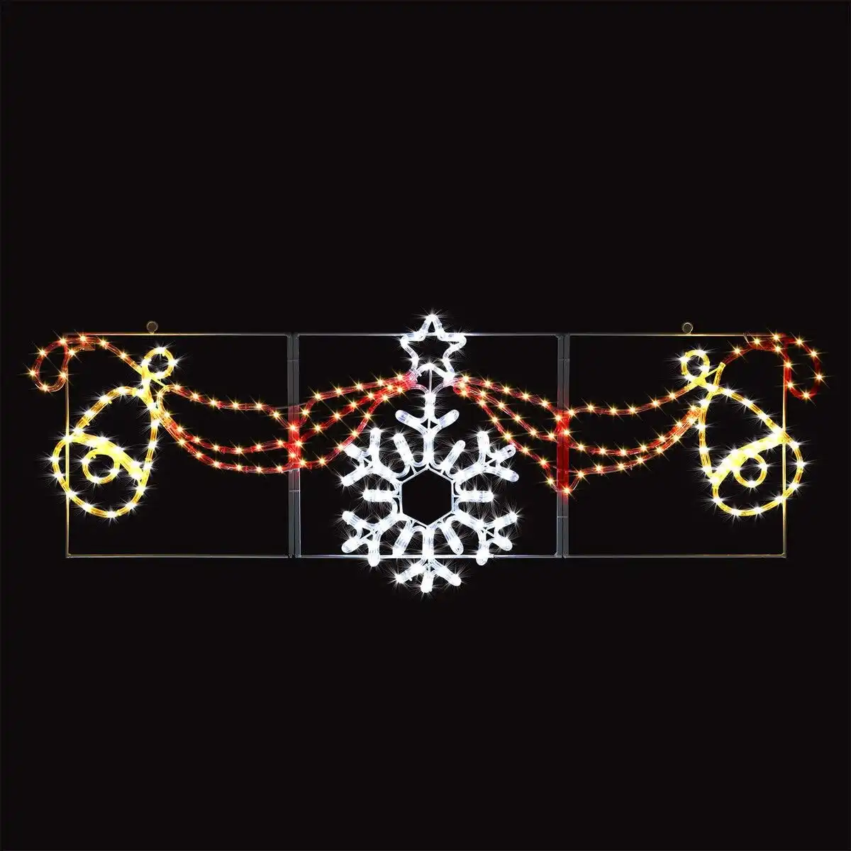 Solight Christmas LED Light Decor Strip Rope Xmas Snowflake Bell Holiday Ornament Outdoor Indoor 145x53cm XL Size