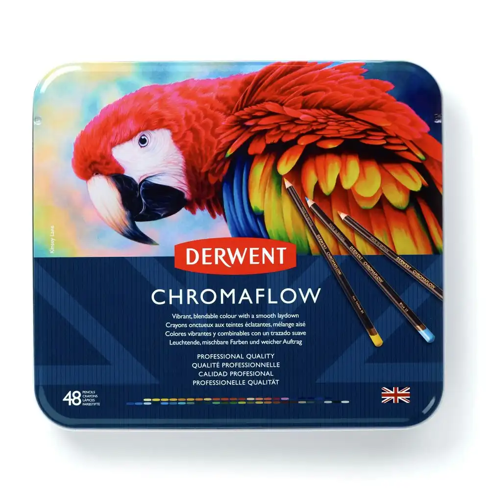 48pc Derwent Chromaflow Professional Quality Artist Colouring Pencil Set Tin