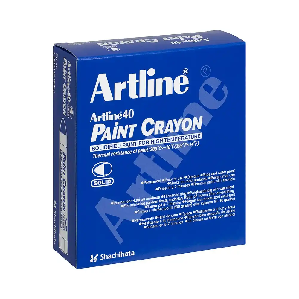 12PK Artline 40 Permanent Paint Crayon High Temperature - White