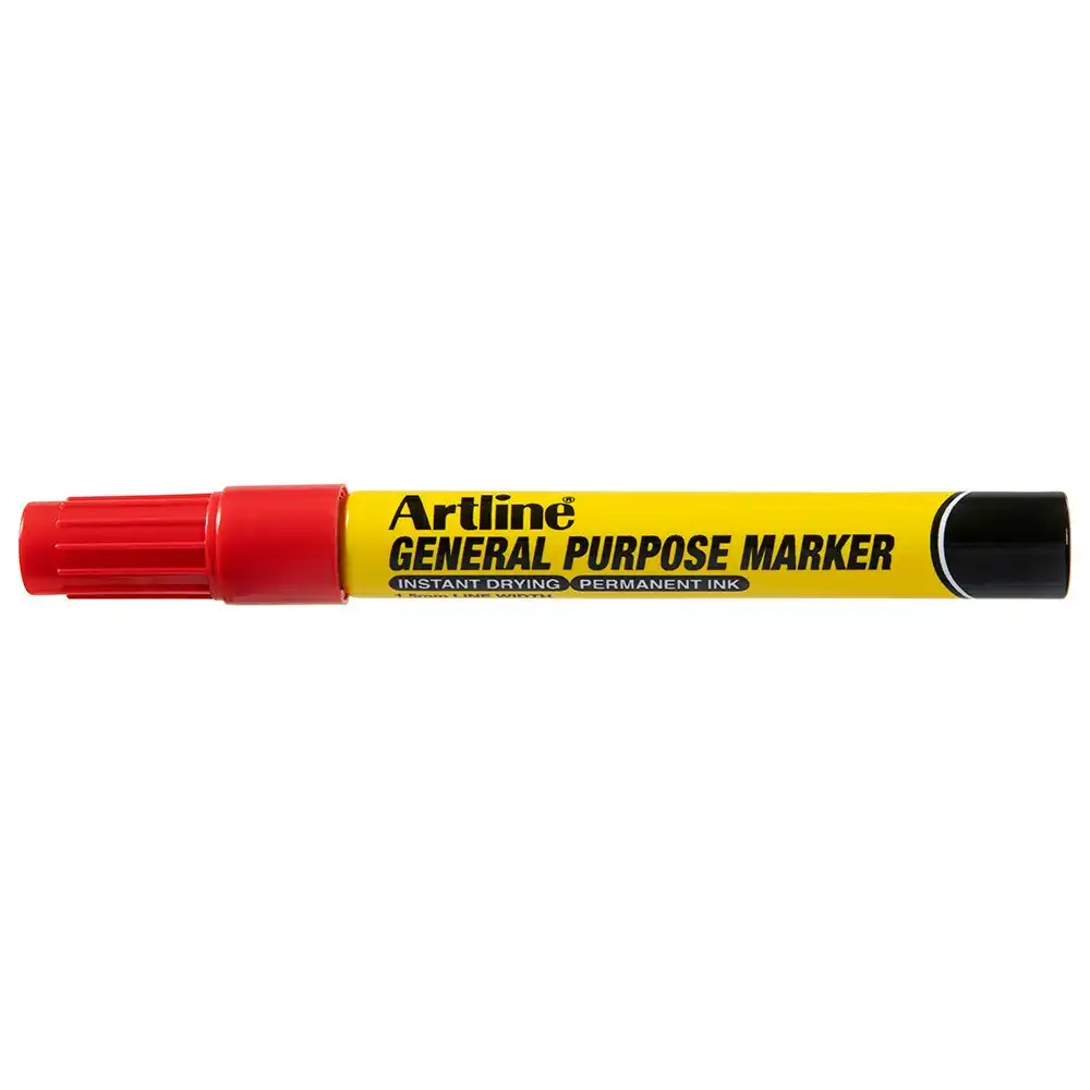 12PK Artline General Purpose Permanent Marker 1.5mm Bullet Nib - Red