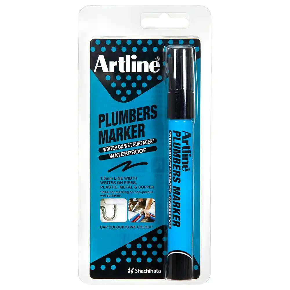 12PK Artline Plumbers Permanent Marker 1.0mm Bullet Nib - Black Hs