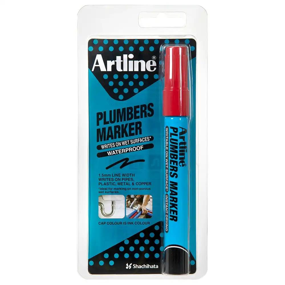 12PK Artline Plumbers Permanent Marker 1.0mm Bullet Nib - Red Hs