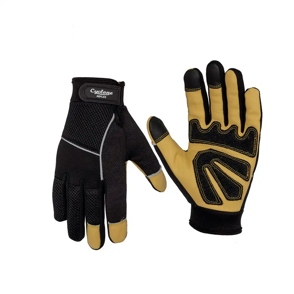 Cyclone Size XL Reflex Gardening Gloves Reflex Leather Black/Light Brown