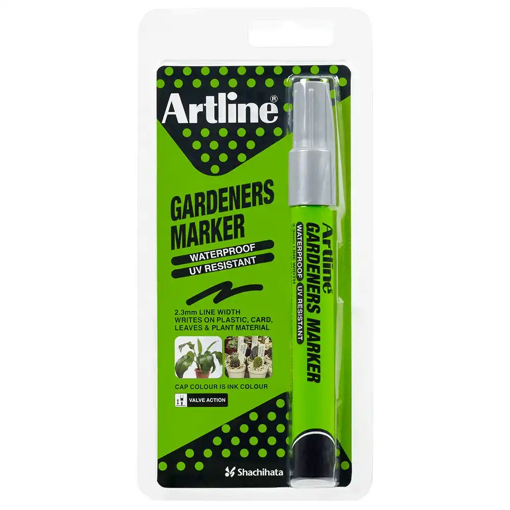12PK Artline Gardeners Permanent Marker Fade Resistant - Silver Hs