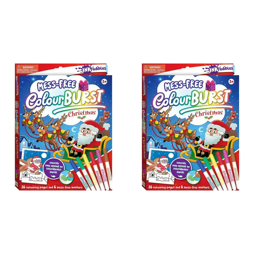 2x Inkredibles: Colour Burst Christmas Colouring Activity Kit Kids Art Book 3y+