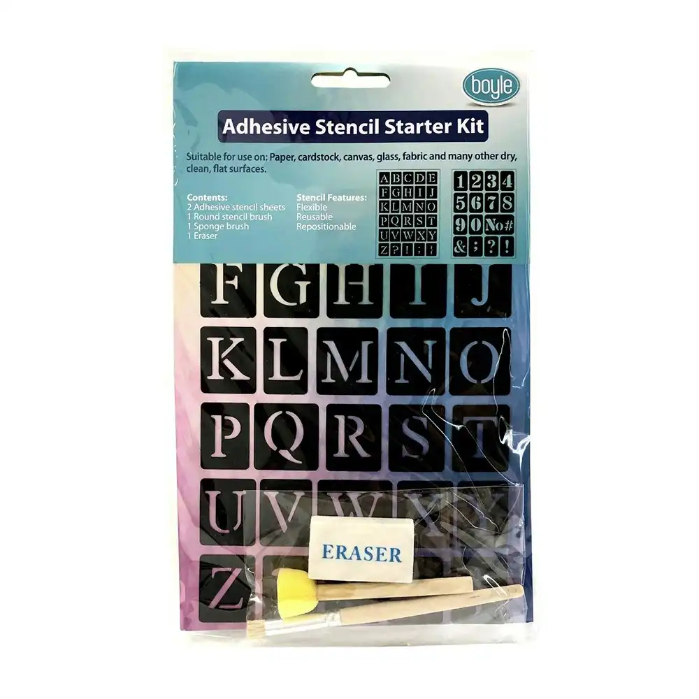 Boyle Adhesive DIY/Craft Kids Alphabet/Number Stencil Starter Brush/Sponge Kit