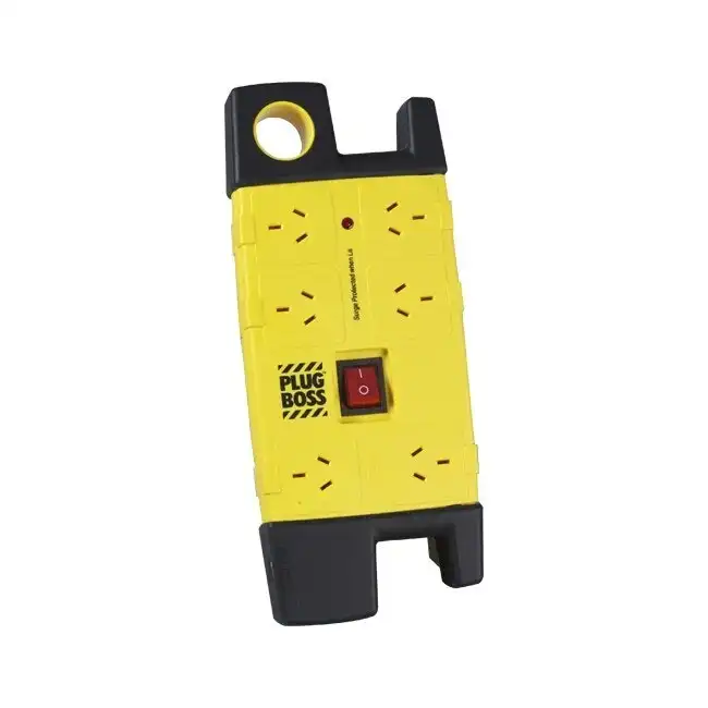 HPM D105PBOSSPA6 6-Way Heavy-Duty Outlet Surge Protected Power Board Yellow/BLK