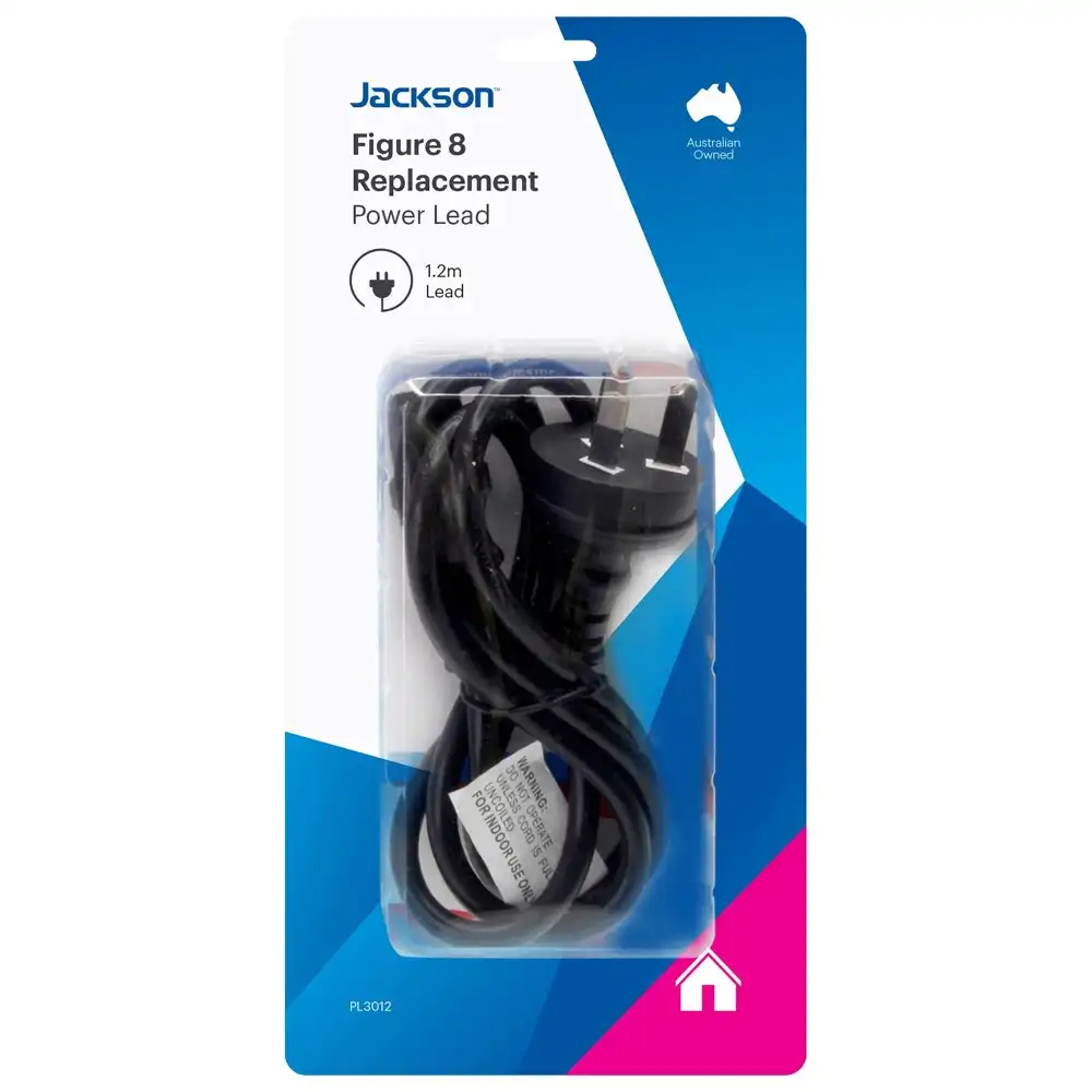 Jackson 1.2m Replacement Power Lead 240V Cord AU/NZ Cable For Figure 8 Black