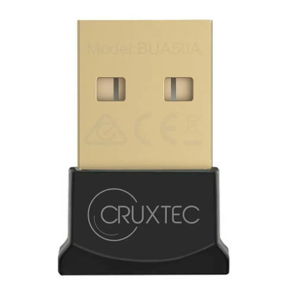 Cruxtec Gold Plated Bluetooth Dongle 5.0 Nano USB Adapter For PC/Laptop Black