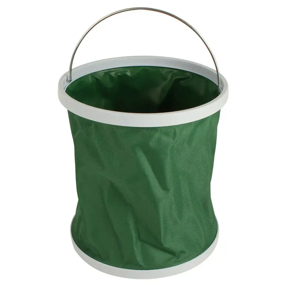 Wildtrak Camping Collapsible Round 11L Bucket Storage w/ Carry Handle Green