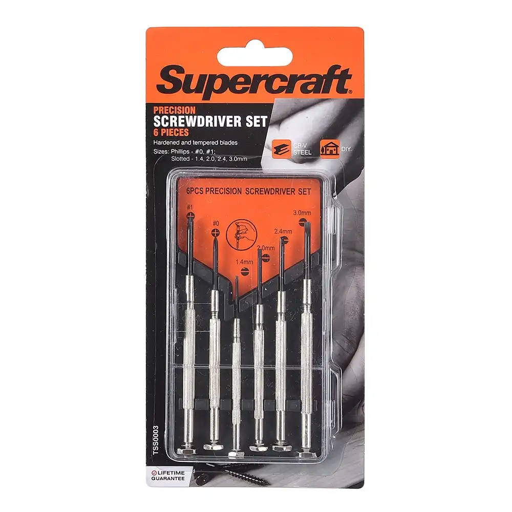 6pc Supercraft Precision Jewellers Slotted/Philips Screwdriver Tools With Case