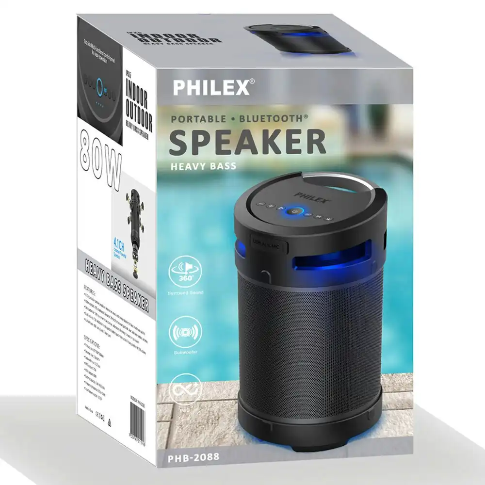 Philex TWS IPX5 70W Portable Audio 38.7cm Wireless Bluetooth Speaker w/USB/3.5mm